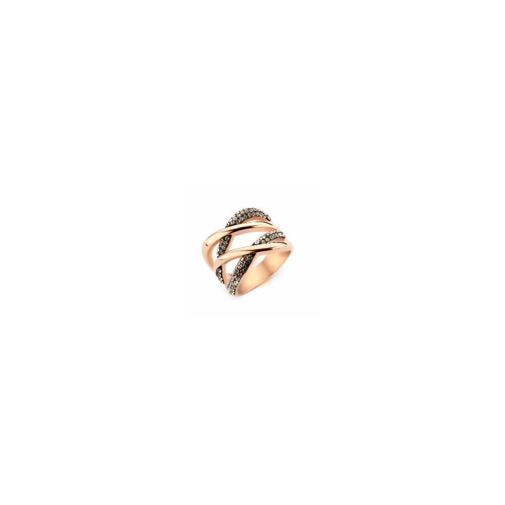 Victoria Rose gold colored black stone ring