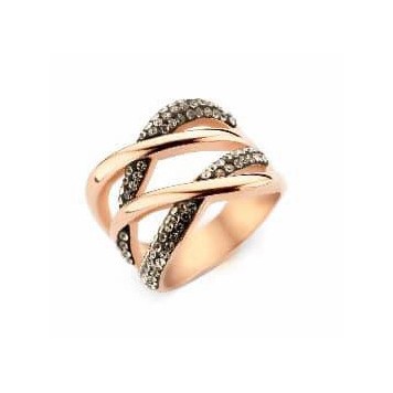 Victoria Rose gold colored black stone ring