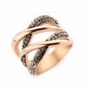 Victoria Rose gold colored black stone ring