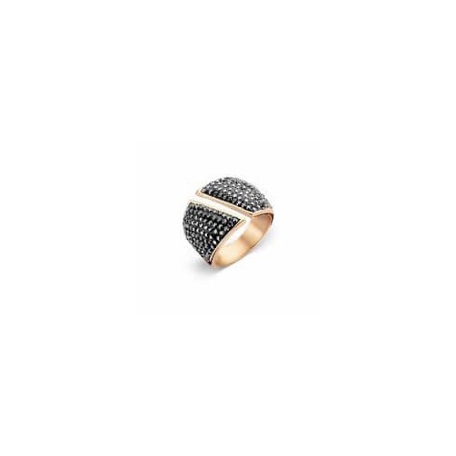 Victoria Rose gold colored black stone ring