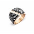 Victoria Rose gold colored black stone ring