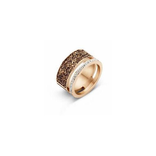 Victoria Rose gold colored black stone ring