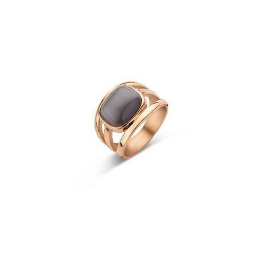 Victoria Rose gold colored black stone ring