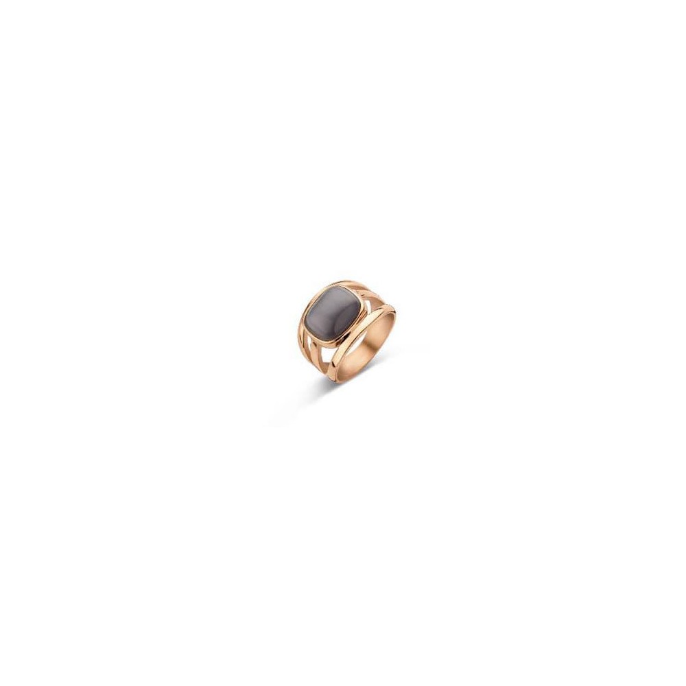 Victoria Rose gold colored black stone ring