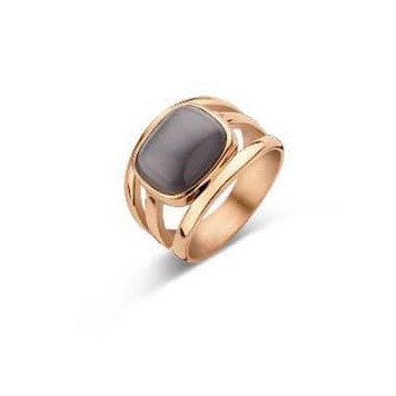 Victoria Rose gold colored black stone ring
