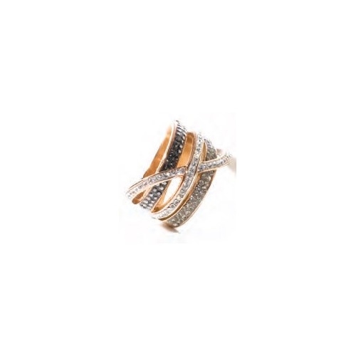 Victoria Rose gold colored ring with black and white stones