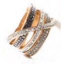 Victoria Rose gold colored ring with black and white stones