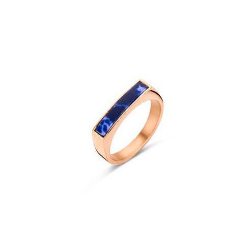 Victoria Rose gold colored blue patterned ring