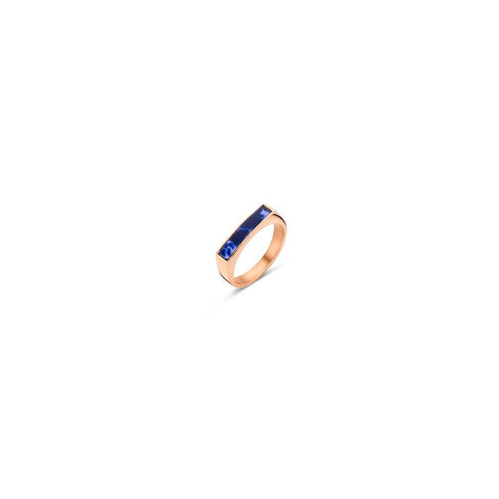 Victoria Rose gold colored blue patterned ring
