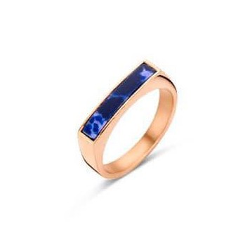 Victoria Rose gold colored blue patterned ring