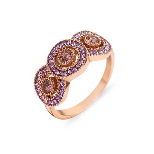 Victoria Rose Gold Colored Pink Stone Ring