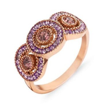 Victoria Rose Gold Colored Pink Stone Ring