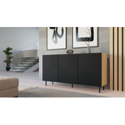 Buffet commode NOA façades rainurées 3 portes 150X40X78 cm