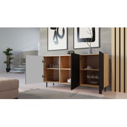 Buffet commode NOA façades rainurées 3 portes 150X40X78 cm