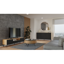 Buffet commode NOA façades rainurées 3 portes 150X40X78 cm