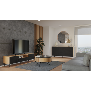 Buffet commode NOA façades rainurées 3 portes 150X40X78 cm