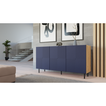 Buffet commode NOA façades rainurées 3 portes 150X40X78 cm