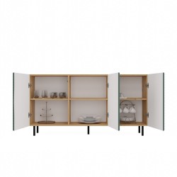 Buffet commode NOA façades rainurées 3 portes 150X40X78 cm