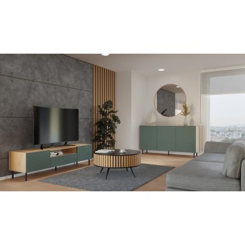 Buffet commode NOA façades rainurées 3 portes 150X40X78 cm