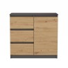 Commode NALA 1 porte 3 tiroirs 80x40X75 cm Marron Gris