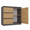 Commode NALA 1 porte 3 tiroirs 80x40X75 cm Marron Gris