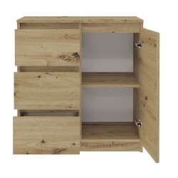 Commode NALA 1 porte 3 tiroirs 80x40X75 cm Bois naturel