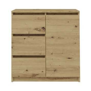 Commode NALA 1 porte 3 tiroirs 80x40X75 cm Bois naturel