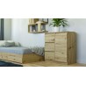 Commode NALA 1 porte 3 tiroirs 80x40X75 cm Bois naturel