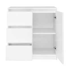 Commode NALA 1 porte 3 tiroirs 80x40X75 cm Blanc