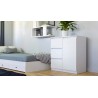 Commode NALA 1 porte 3 tiroirs 80x40X75 cm Blanc