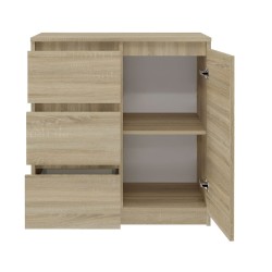 Commode NALA 1 porte 3 tiroirs 80x40X75 cm Bois naturel