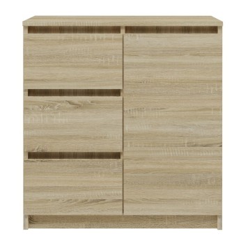 Commode NALA 1 porte 3 tiroirs 80x40X75 cm Bois naturel