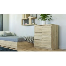 Commode NALA 1 porte 3 tiroirs 80x40X75 cm Bois naturel