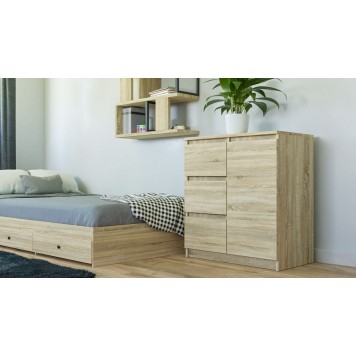 Commode NALA 1 porte 3 tiroirs 80x40X75 cm Bois naturel
