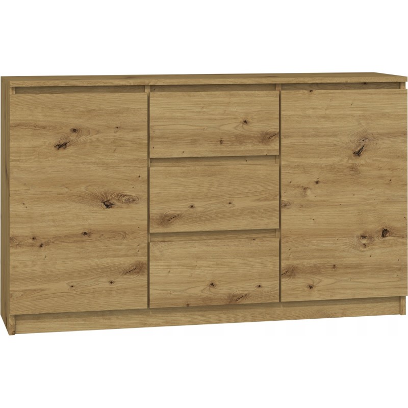 Commode LIAM 120X40X75 cm 2 portes 3 tiroirs Bois naturel Commode LIAM 120X40X75 cm 2 portes 3 tiroirs Bois naturel