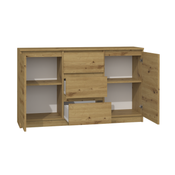 Commode LIAM 120X40X75 cm 2 portes 3 tiroirs  Bois naturel