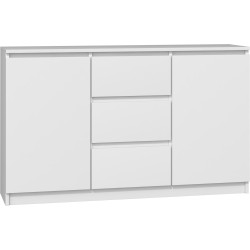 Commode LIAM 120X40X75 cm 2 portes 3 tiroirs Blanc