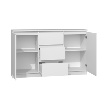 Commode LIAM 120X40X75 cm 2 portes 3 tiroirs Blanc