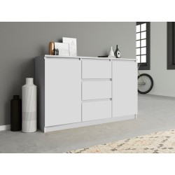 Commode LIAM 120X40X75 cm 2 portes 3 tiroirs Blanc
