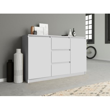 Commode LIAM 120X40X75 cm 2 portes 3 tiroirs Blanc