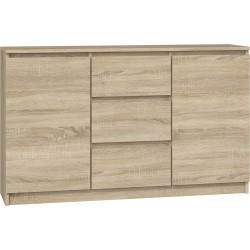Commode LIAM 120X40X75 cm 2 portes 3 tiroirs Bois naturel