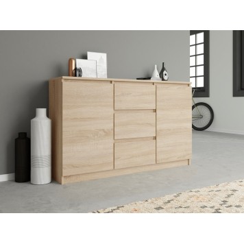 Commode LIAM 120X40X75 cm 2 portes 3 tiroirs Bois naturel