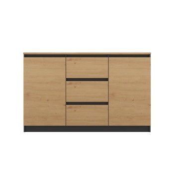 Commode LIAM 120X40X75 cm 2 portes 3 tiroirs  Bois naturel Gris
