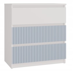 Commode ISIDOR 3 tiroirs 70x40x75 cm Blanc - Bleu