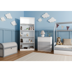 Commode ISIDOR 3 tiroirs 70x40x75 cm Blanc - Bleu