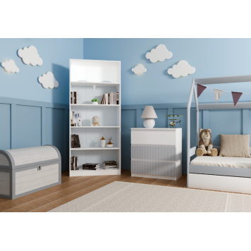 Commode ISIDOR 3 tiroirs 70x40x75 cm Blanc - Bleu