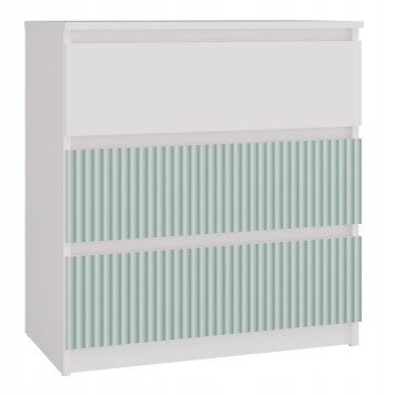 Commode ISIDOR 3 tiroirs 70x40x75 cm Blanc - vert