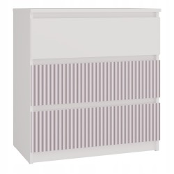 Commode ISIDOR 3 tiroirs 70x40x75 cm Blanc -Rose