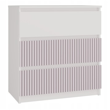 Commode ISIDOR 3 tiroirs 70x40x75 cm Blanc -Rose