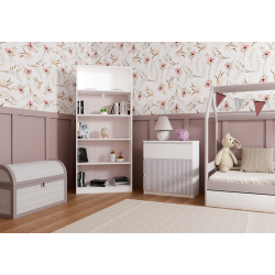Commode ISIDOR 3 tiroirs 70x40x75 cm Blanc -Rose